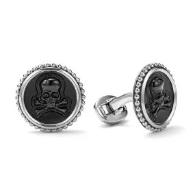 Anthem Black Agate Skull Cufflinks