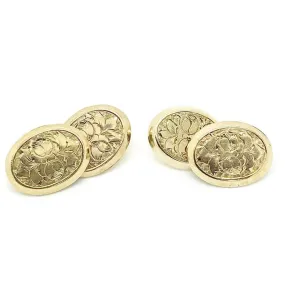 Antique Edwardian Ivy 9ct Gold Cufflinks