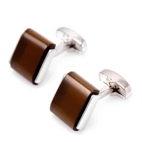 Coffee Cat's Eye Stones Men's French Swank Cufflinks