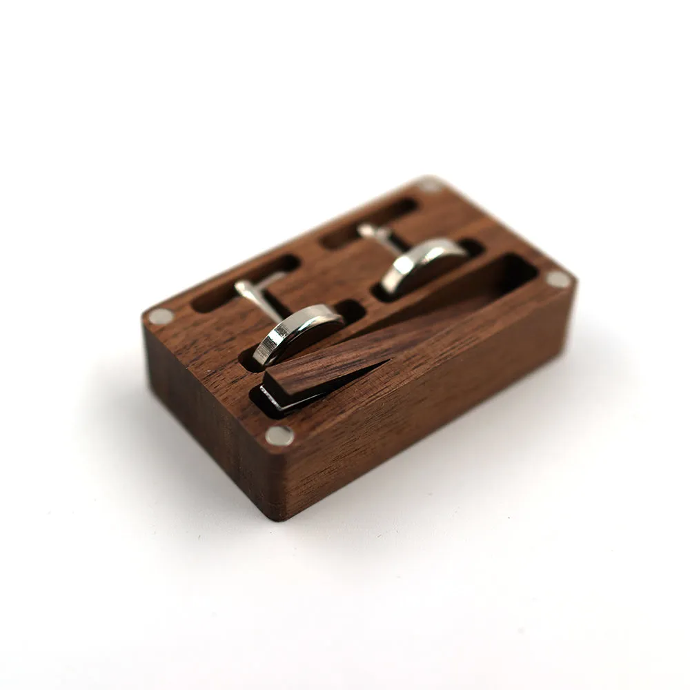 Customised Wood Cufflinks & Tie Bar Set (Small Box)