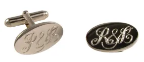 Personalised Sterling Silver Oval Cufflinks Hand Engraved Initials