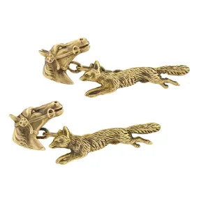 Retro 14kt Fox Hunting Horse & Fox Cufflinks