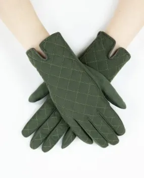 VERY MODA QUILTED GLOVES - OLIVE GREEN - GL12310OL